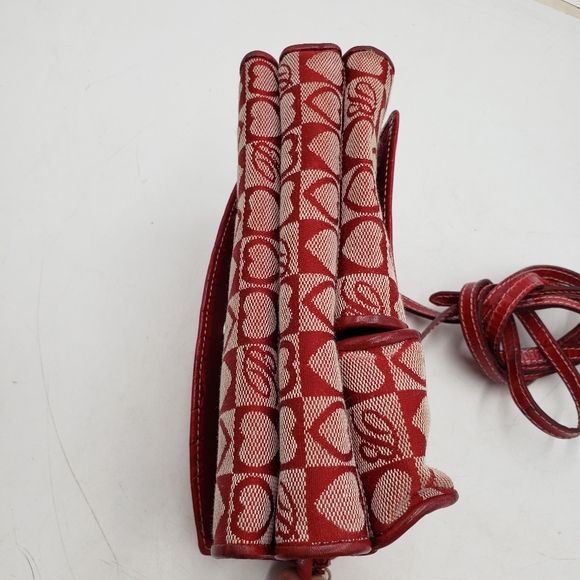 Brighton Red Heart Canvas Leather Crossbody Carry All Wallet Bag Tri Fold - Picture 9 of 16